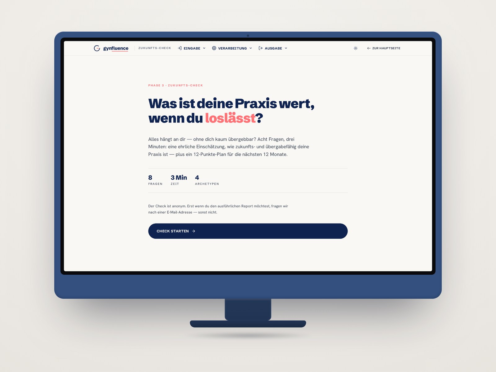 Zukunfts-Check der GYNFLUENCE-Plattform auf einem iMac